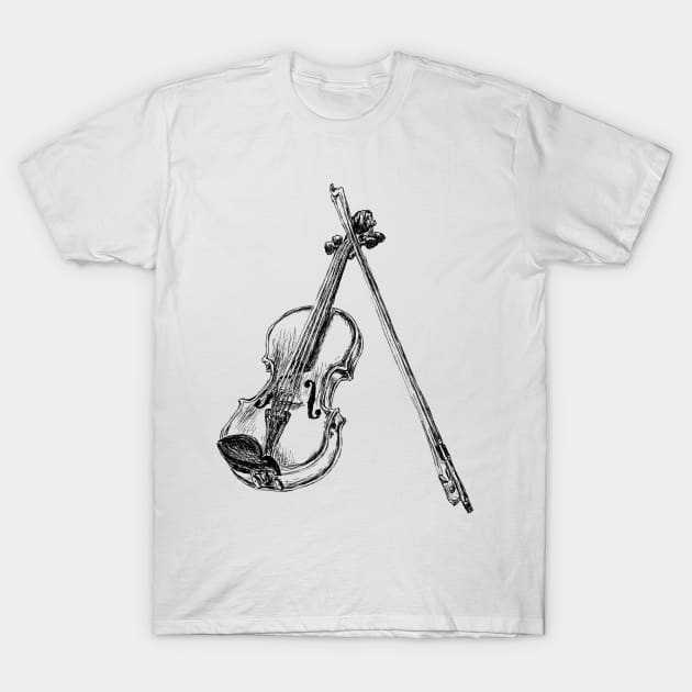 Violin Image T-Shirt by rachelsfinelines